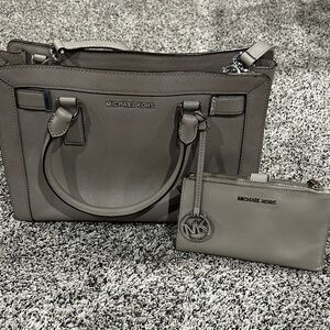 Michael Kors Taupe Satchel and Wallet Set